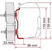 Fiamma Hymer vanaf 2016 Voortent adapter voor Fiamma F45 450 cm - Montage adapters