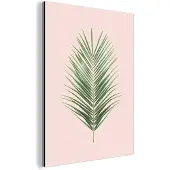 MuchoWow Wanddecoratie Metaal - Aluminium Schilderij Industrieel - Plant - Groen - Roze - Natuur - 120x160 cm - Dibond - Foto op aluminium - Industriële muurdecoratie - Voor de woonkamer/slaapkamer