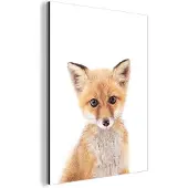 MuchoWow Wanddecoratie Metaal - Aluminium Schilderij Industrieel - Vos - Dieren - Oranje - Natuur - 90x120 cm - Dibond - Foto op aluminium - Industriële muurdecoratie - Voor de woonkamer/slaapkamer