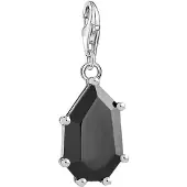 Thomas Sabo Hanger charming black stone - zwart zilver