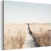 MuchoWow Wanddecoratie Metaal - Aluminium Schilderij Industrieel - Pad - Zand - Planten - Natuur - 40x30 cm - Dibond - Foto op aluminium - Industriële muurdecoratie - Voor de woonkamer/slaapkamer