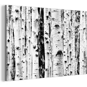 MuchoWow Wanddecoratie Metaal - Aluminium Schilderij Industrieel - Bomen - Hout - Zwart wit - Natuur - 180x120 cm - Dibond - Foto op aluminium - Industriële muurdecoratie - Voor de woonkamer/slaapkamer