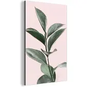 MuchoWow Wanddecoratie Metaal - Aluminium Schilderij Industrieel - Planten - Groen - Natuur - Roze - 40x60 cm - Dibond - Foto op aluminium - Industriële muurdecoratie - Voor de woonkamer/slaapkamer