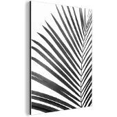 MuchoWow Wanddecoratie Metaal - Aluminium Schilderij Industrieel - Plant - Zwart wit - Natuur - Blad - 120x160 cm - Dibond - Foto op aluminium - Industriële muurdecoratie - Voor de woonkamer/slaapkamer