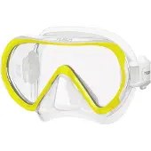 Tusa INO Duikmasker voor Volwassenen – Compact snorkelmasker met single lens en hypoallergene siliconen skirt, comfortabel en eenvoudig in gebruik – Transparant/Geel – M1011 FY