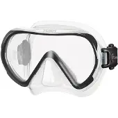 Tusa INO Duikmasker voor Volwassenen – Compact snorkelmasker met single lens en hypoallergene siliconen skirt, comfortabel en eenvoudig in gebruik – Transparant/Zwart – M1011 BK