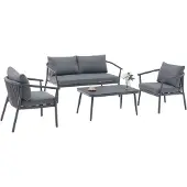 AVH-Collectie Malta stoel bank loungeset 4 delig aluminium rope