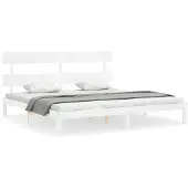 vidaXL Bedframe zonder matras massief grenenhout wit 200x200 cm