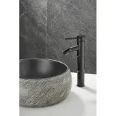 Saniclear Bamboo hoge wastafelkraan met waterval uitloop zwart