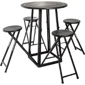 Atmosphera Créateur d'intérieur® bartafel met 4 krukken buiten zwart