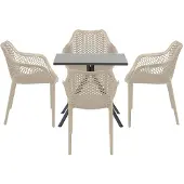 Garden Impressions Air XL tuinset 5-delig taupe - Rimini tuintafel 80x80 cm