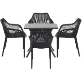 Garden Impressions Air XL tuinset 5-delig zwart - Rimini tuintafel 80x80 cm