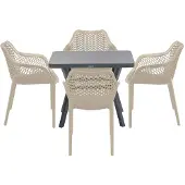 Garden Impressions Air XL tuinset 5-delig taupe - Mina tuintafel 90x90 cm