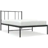 vidaXL Bedframe met hoofdbord metaal zwart 107x203 cm
