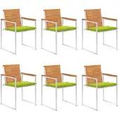vidaXL Tuinstoelen 6 st met kussens massief acaciahout