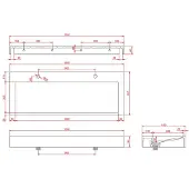 Saniclear Hoya solid surface wastafel 120x45,5cm met 2 kraangaten mat wit