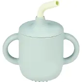 Nattou Beker Met Rietje En Borstel Groen - Silicone