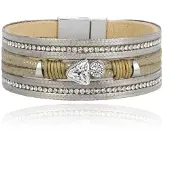Deja Jewels Boho Armband met Meerdere Lagen - Triangle Khaki