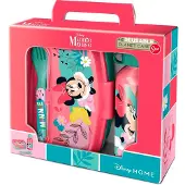 Disney Minnie Mouse Set Met Broodtrommel Drinkfles En Bestek 4 Stukken
