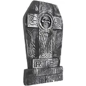 Boland Traciks Horror kerkhof decoratie grafsteen RIP met kruis en schedel 50 x 27 cm - Feestdecoratievoorwerp