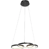 QAZQA Hanglamp zwart incl. LED 3-staps dimbaar 3-lichts - Rondas