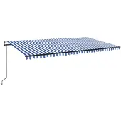 vidaXL Automatische zonnescherm met LED-verlichting en windsensor, 600x300 cm, blauw en wit