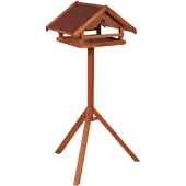 Flamingo Voederhuis met Staander Hafnir Hout – 42cm L x 40.5cm B x 119cm H, Gemaakt van Dennenhout, Waterbestendig, Sterk en Duurzaam