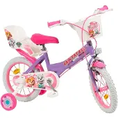 Toimsa Kinderfiets – 14 inch – Paars/Lila – Voor Meisjes – Inclusief Zijwieltjes, Poppenzitje en Mandje – 4 t/m 6 Jaar