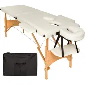 TecTake 2 zones mobiele massagetafel beige - 5cm + draagtas - 401462