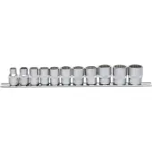 Ks Tools 911.0609, set doppen, 3/8 inch, 11 stuks, chroom-vanadiumstaal, conform DIN 3120, ISO 1174, DIN 3124, ISO 2725, 750 g