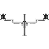 BakkerElkhuizen Monitorarm BakkerElkhuizen Filex Galaxy Modular Dual, voor 2 beeldschermen tot 12 kg, in hoogte &amp; diepte verstelbaar, draaibaar &amp; kantelbaar, met tafelklem, zilver