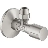 GROHE hoekstopkraan knel met teflon dichtingsring 1/2x3/8 m. metalen greep supersteel 22039DC0
