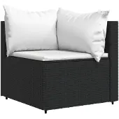 vidaXL Tuinhoekbank met kussens poly rattan zwart