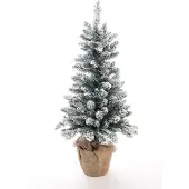 Evergreen Kunstkerstboom, groen, 90 cm, inclusief kunstsneeuw en LED-verlichting