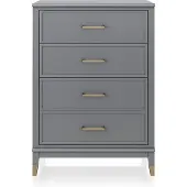 DOMUS Kast Westerleigh met 4 laden, mdf, poten van massief hout, hoogte 106 cm, breedte 76 cm