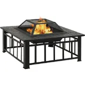 vidaXL Vuurplaats met pook XXL 79x79x46,5 staal