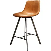 AnLi Style Barstoel zig-zag plat frame - Saddle PU cowhide bruin (Bruin, 47x94x51cm)