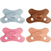 Difrax Natural Fopspeen - 0 tot 6 Maanden -Lichtblauw, Bruin, Roze, Oranje- 4 st. unisex