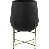 Light & Living Bloempot deco Ø43x63 cm BERTENS mat zwart+antiek brons (Zwart, 43x63x43cm)