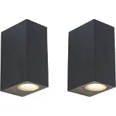 QAZQA Set van 2 moderne wandlampen zwart 2-lichts IP44 - Baleno
