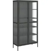 vidaXL Hoge kast, zwart, 85x40x180 cm, glas en staal