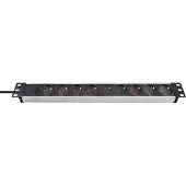 Brennenstuhl 1390007009 Alu-Line 19" PDU | Stekkerdoos Server | 16A met 9x Type F Stopcontacten | 2 meter