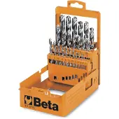 Beta Set spiraalboren, korte uitvoering HSS volledig geslepen glimmende afwerking (art. 142) in kistje 412/SP19 - 004120419