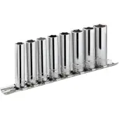 Facom sets 9 korte en lange doppen 3/8' op rail - metrische maten - JL.40E
