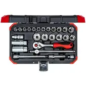 Gedore dopsleutelset 1/2 inch, 10 - 32 mm, 24-delig