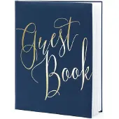 Party Deco Gastenboek Gastenboek 20 x 24,5 cm, Blauw/Goud (20 x 24,5 cm)
