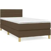 vidaXL Boxspring met matras stof donkerbruin 80x200 cm