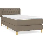 vidaXL Boxspring met matras stof taupe 90x190 cm