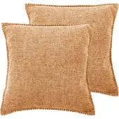 Tiseco Home Studio - Kussen DAMIAN (gevuld) - SET/2 - 100% polyester - met rits - hoes is wasbaar - voor bank, zetel, bed of stoel - Vierkant - 45x45 cm - Camel