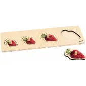 Nienhuis MONTESSORI Kinderpuzzel Aardbei - Puzzel kinderen - Houten puzzel - Houten speelgoed - Educatief speelgoed - Montessori speelgoed - 4 stukjes - Vanaf 2 jaar